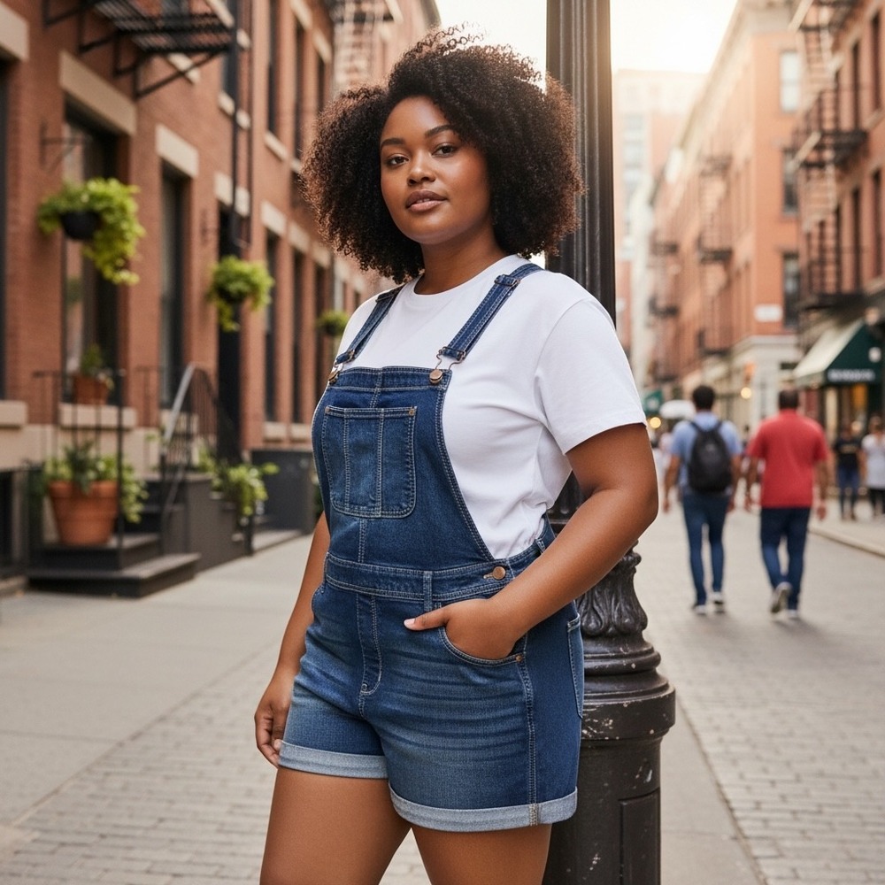 NOBO Denim Blue Jean Shortalls Relaxed‎ Fit Women XL 15 17 Overalls